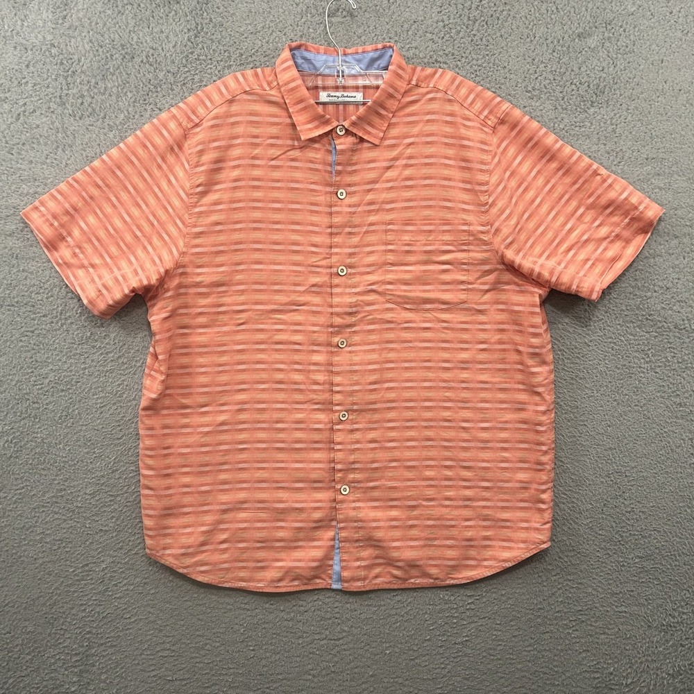 Tommy Bahama‎ Shirt Mens Extra Large Orange The Coconut Point Button Up Modal